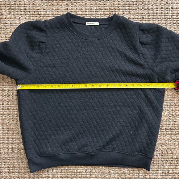 Marine Layer Quilted Puff-Sleeve Sweatshirt Charcoal Gray Women’s Size L - Picture 3 of 4